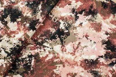 Dzianina swetrowa angora wzór mazany odcienie różowego i czarnego 