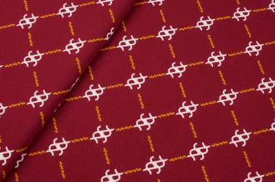 Tkanina silki wzór geometryczny na bordowym tle