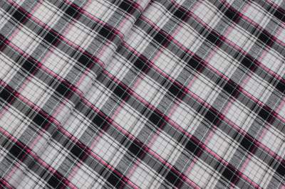 Tkanina bawełna wzór krata kolor czarny / różowy, lureks