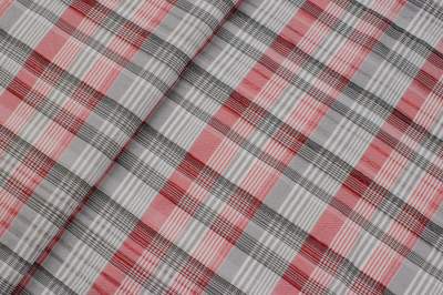 Tkanina bawełna wzór krata kolor truskawkowy / biały, lureks