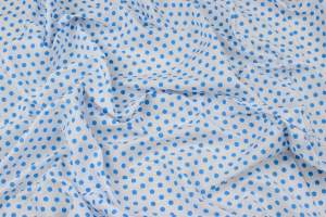 Tkanina bawełna wzór groszki błękitne na białym tle