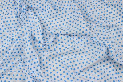 Tkanina bawełna wzór groszki błękitne na białym tle