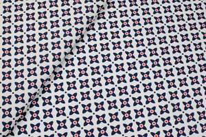 Tkanina bawełna wzór geometryczny granatowy / czerwony