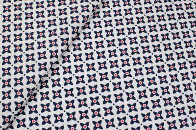 Tkanina bawełna wzór geometryczny granatowy / czerwony