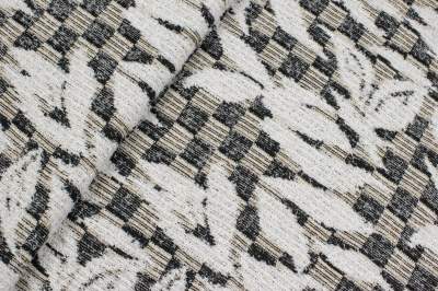 Dzianina swetrowa wzór szachownica kremowy / czarny, zły lureks