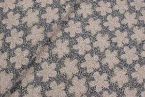 Dzianina swetrowa wzór kwiat  czarny / szary, zły lureks