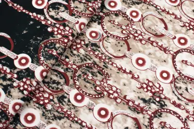 Dzianina punto wzór łańcuch odcienie brązu, kupon 80 cm