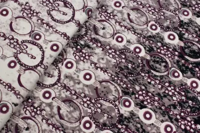 Dzianina punto wzór łańcuch odcienie fioletowego, kupon 80 cm 