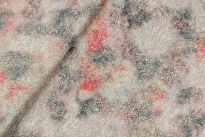 Dzianina swetrowa wzór drukowany czerwony/ beżowy