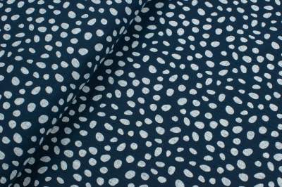 Tkanina muślin bawełniany groszki tło granatowe
