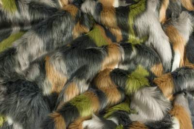 Tkanina Futerkowa futro wzór łaty kolor szary