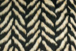 Tkanina Futerkowa futro wzór jodełka kolor beżowy i czarny