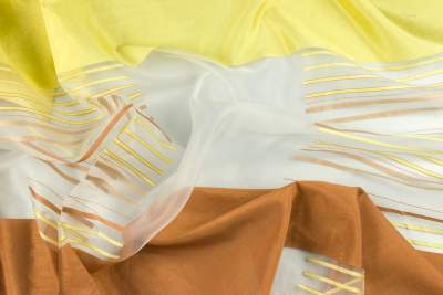 Tkanina na firany paski kolor brązowy i stare złoto