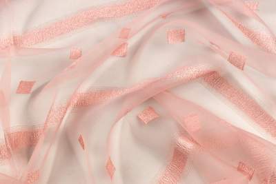 Tkanina na firany paski kolor złoty róż