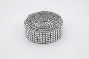 TAŚMA DIAMENTOWA Z CYRKONIAMI 30 mm SREBRNA