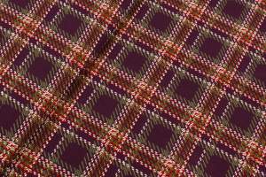 Tkanina milano krepa wzór krata zielony/bordowy