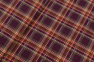 Tkanina milano krepa wzór krata zielony/bordowy