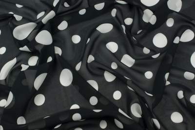 Szyfon wzór białe grochy na czarnym tle