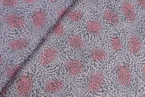Tkanina szyfon wzór panterka odcienie różowego