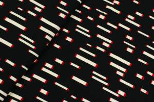 Tkanina milano krepa wzór prostokąty na czarnym tle