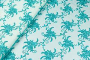 Koronka stabilna wzór kwiaty grynszpan 