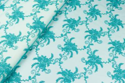 Koronka stabilna wzór kwiaty grynszpan 