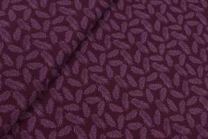 Tkanina milano krepa wzór liście paproci kolor fioletowy