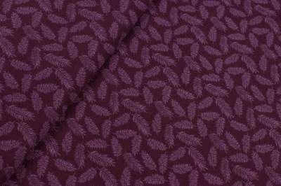 Tkanina milano krepa wzór liście paproci kolor fioletowy