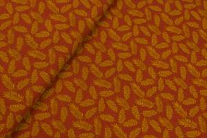 Tkanina milano krepa wzór liście paproci kolor rudu