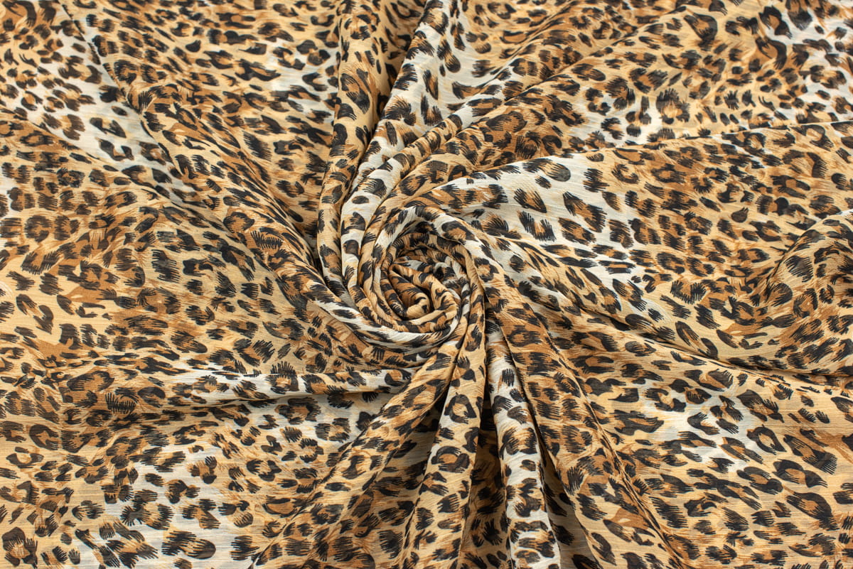 Tkanina Szyfon wzór Panterka kolor beżowy
