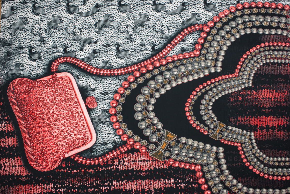 Dzianina Jersey ity wzór Torebka kolor czarny, Panel 100 cm x 150 cm