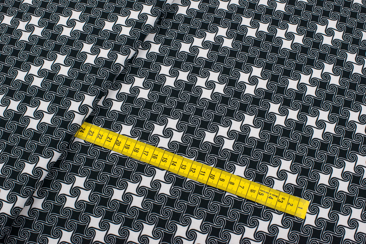 Tkanina Silki Wzór Geometryczny kolor czarny