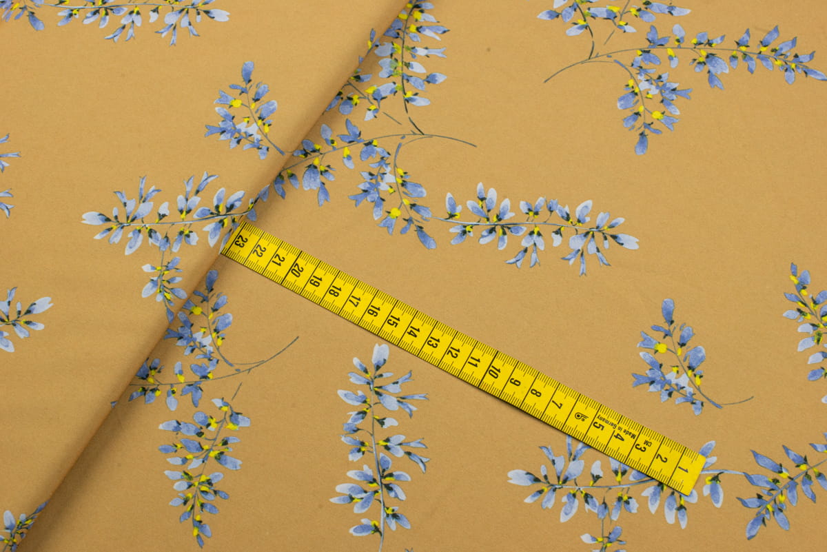 Tkanina Silki Wzór kwiaty kolor miedziany