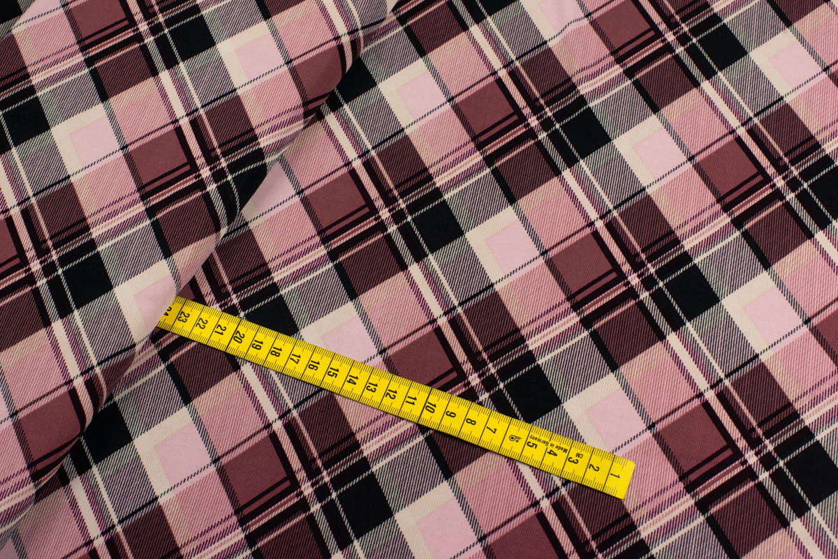 Dzianina jersey ity wzór Krata kolor różowy eozynowy