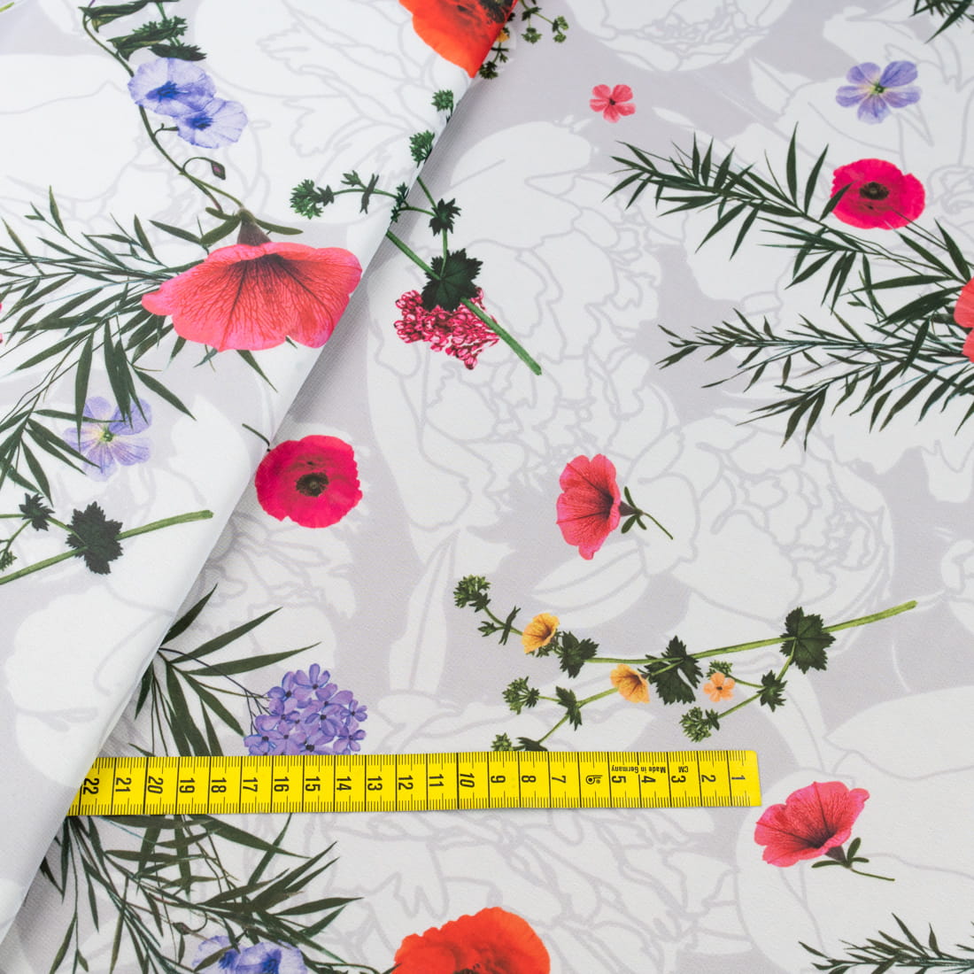Tkanina szyfon wzór kwiaty kolor biały