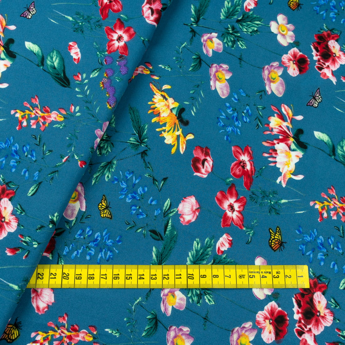 Tkanina szyfon wzór kwiaty kolor grafitowy