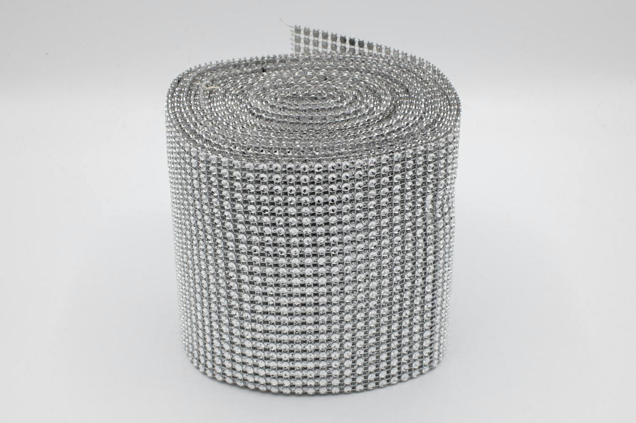 TAŚMA DIAMENTOWA Z CYRKONIAMI 120 mm SREBRNA