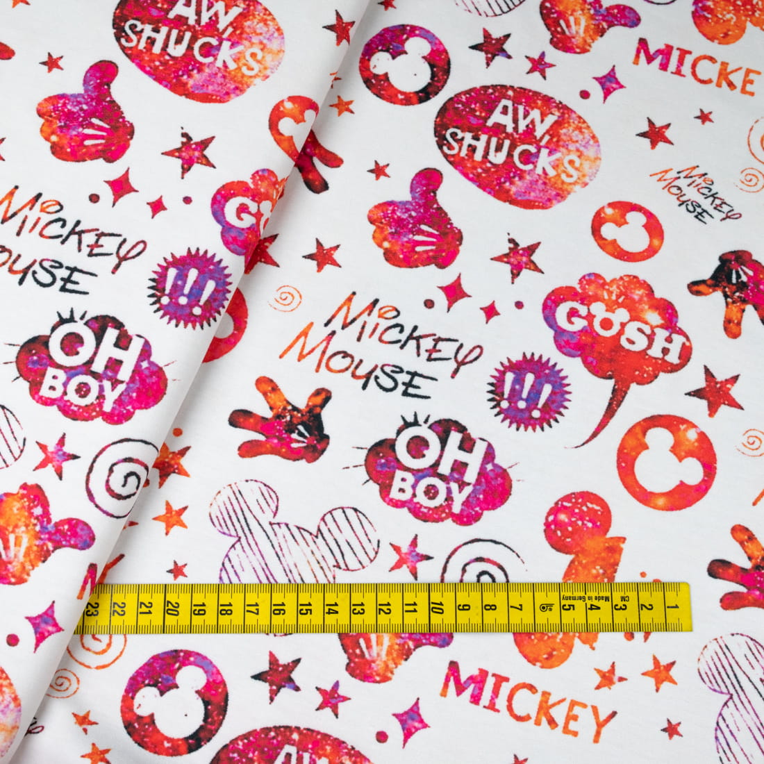 Dzianina Dresówka pętelka wzór czerwony Mysz kolor biały