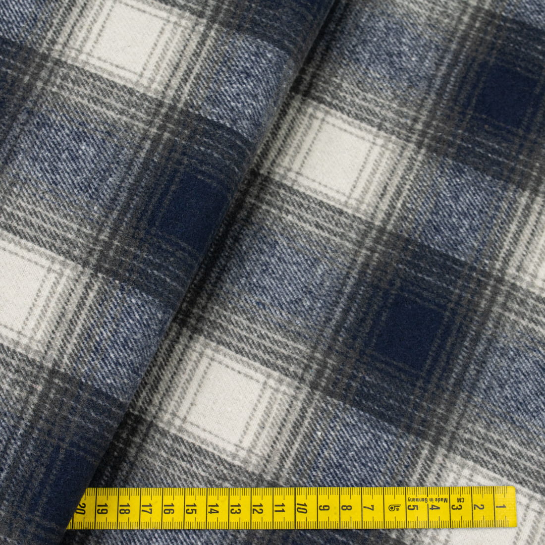 Tkanina płaszczowa wzór krata kolor granatowy/szary