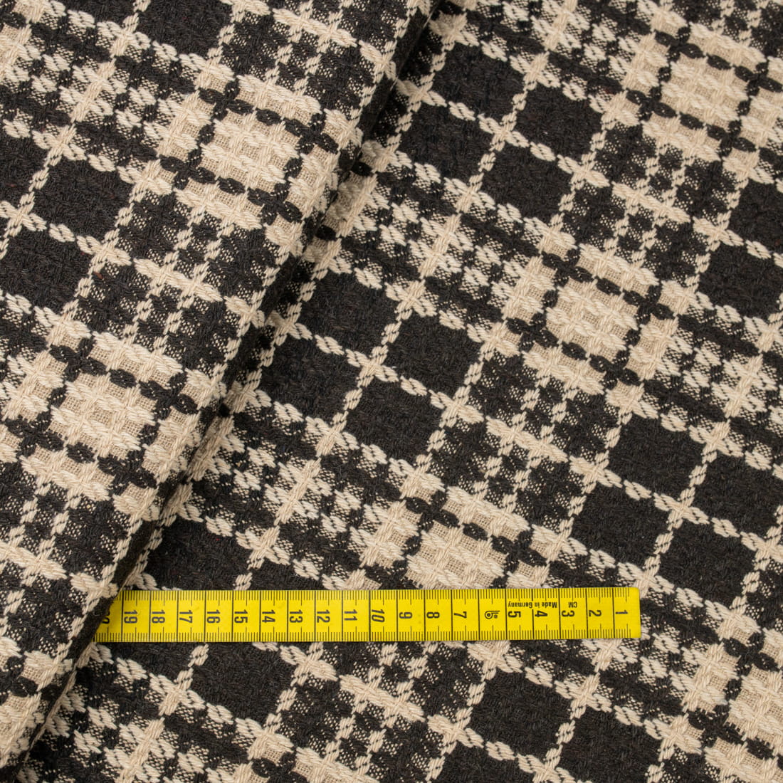 Tkanina płaszczowa wzór krata odcieniach brązu na beżowym tle