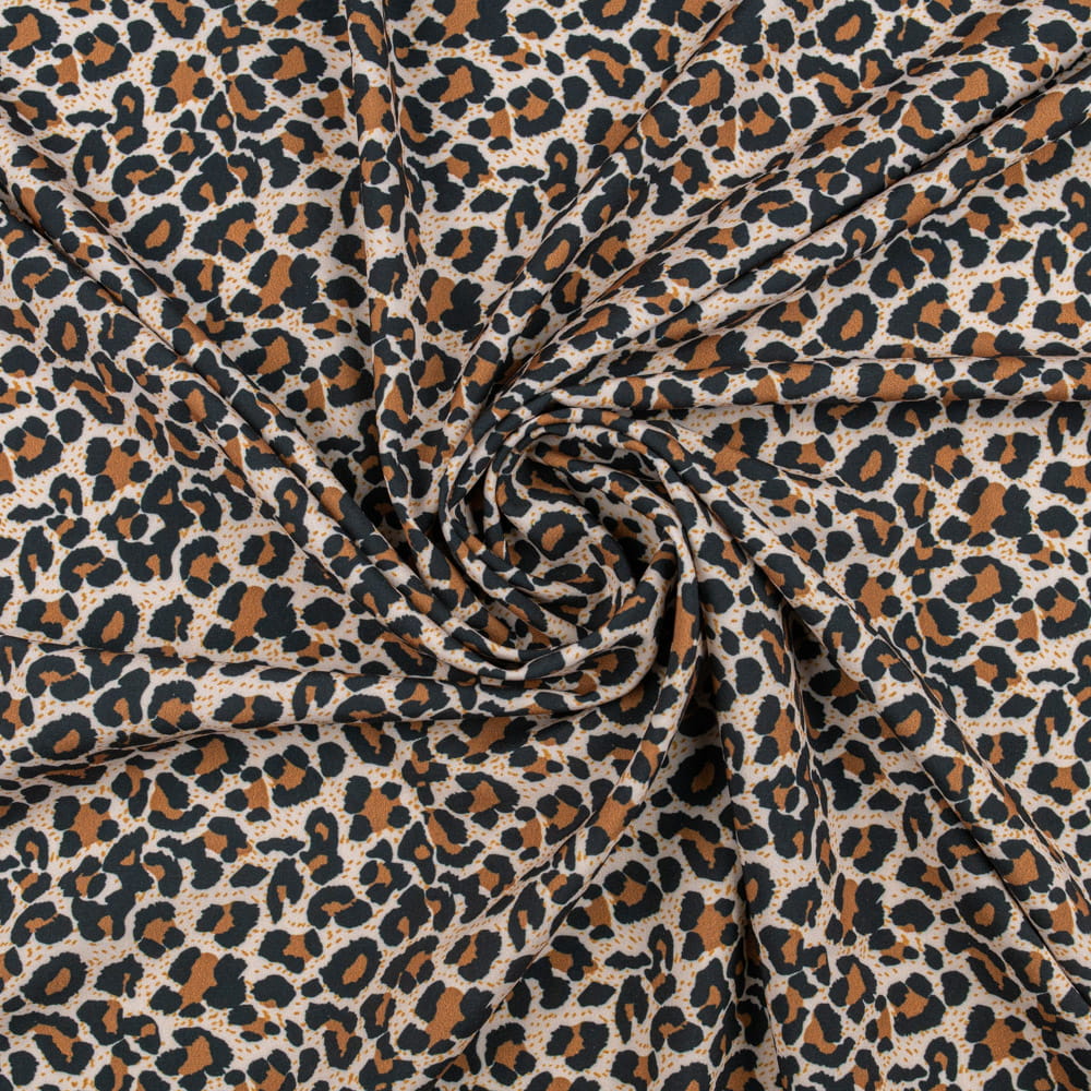 Tkanina Silki wzór panterka odcienie brązu