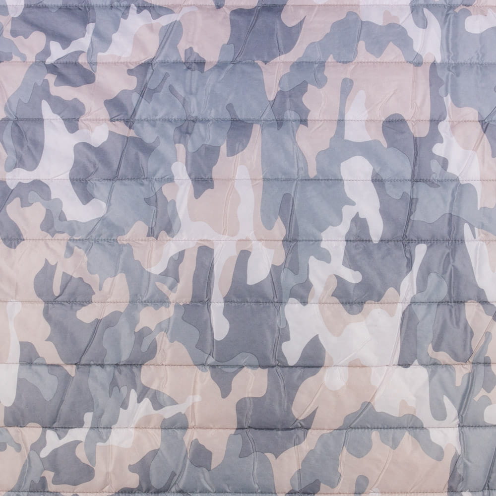 Tkanina pikowaną z ociepliną wzór Moro kolor szary i beżowy