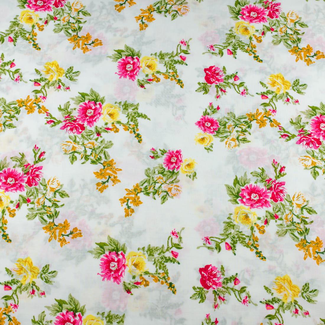 Tkanina Wiskoza wzór kwiaty na kremowym tle