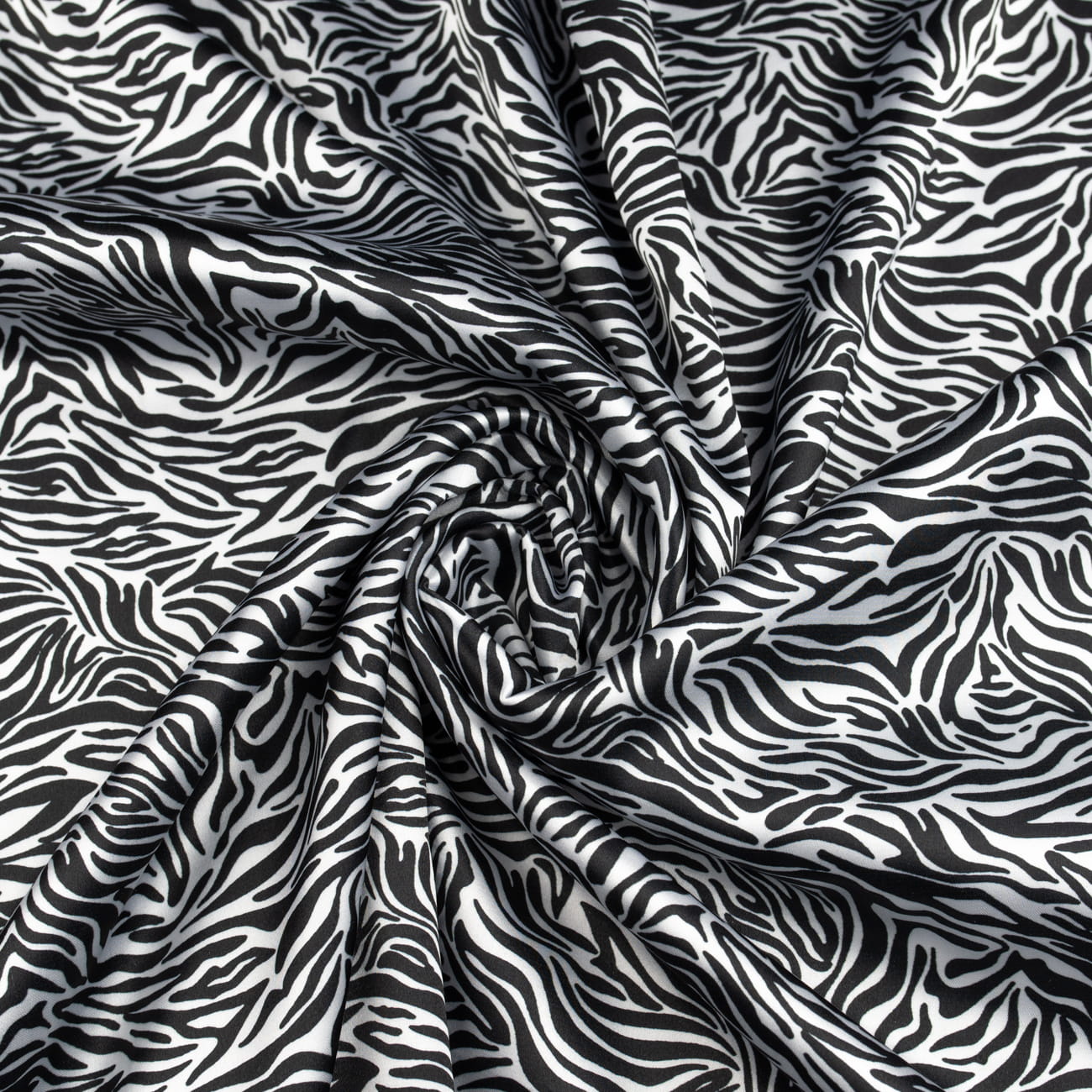 Tkanina Satyna lycra wzór zebra kolor biały
