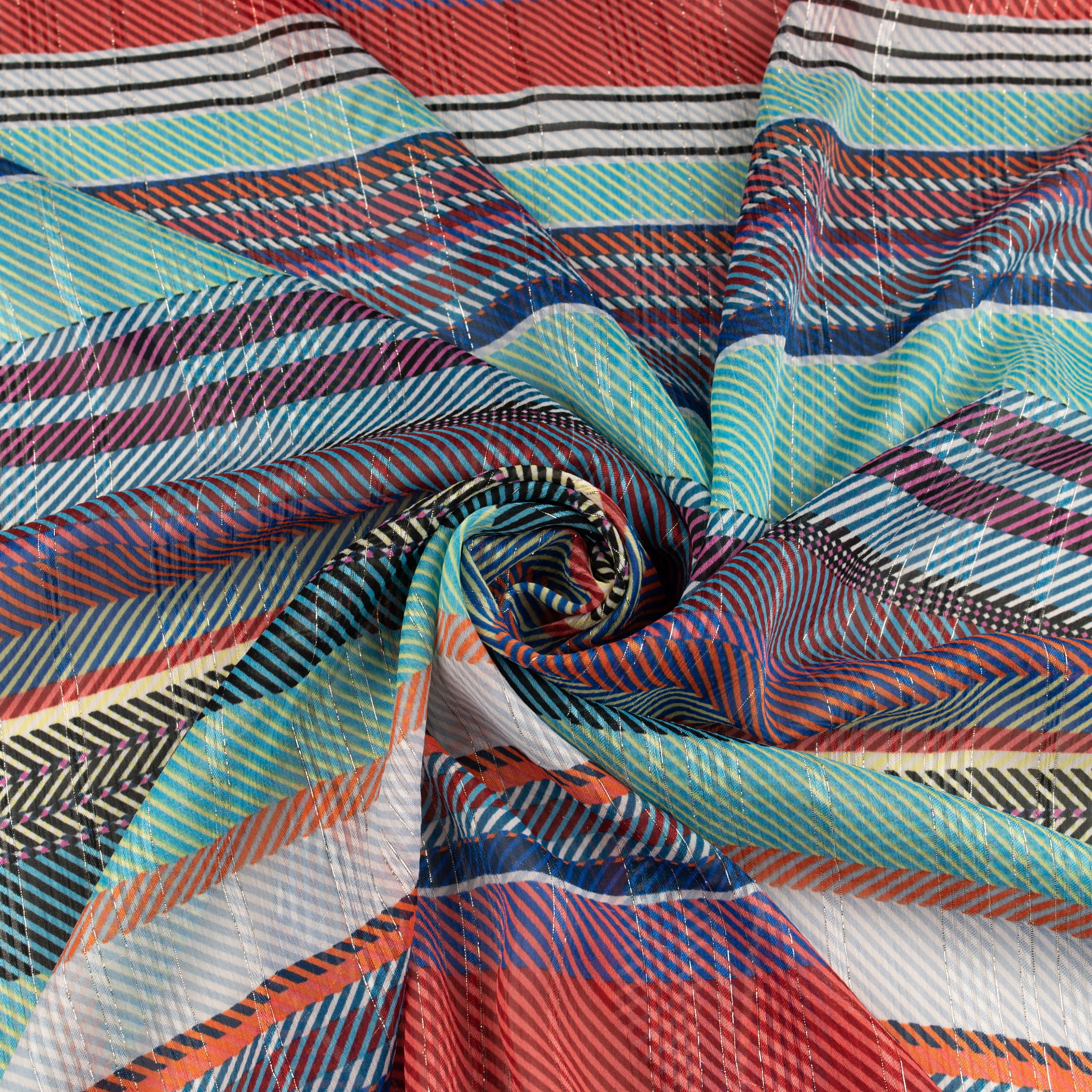 Tkanina Szyfon wzór geometryczny kolorowy