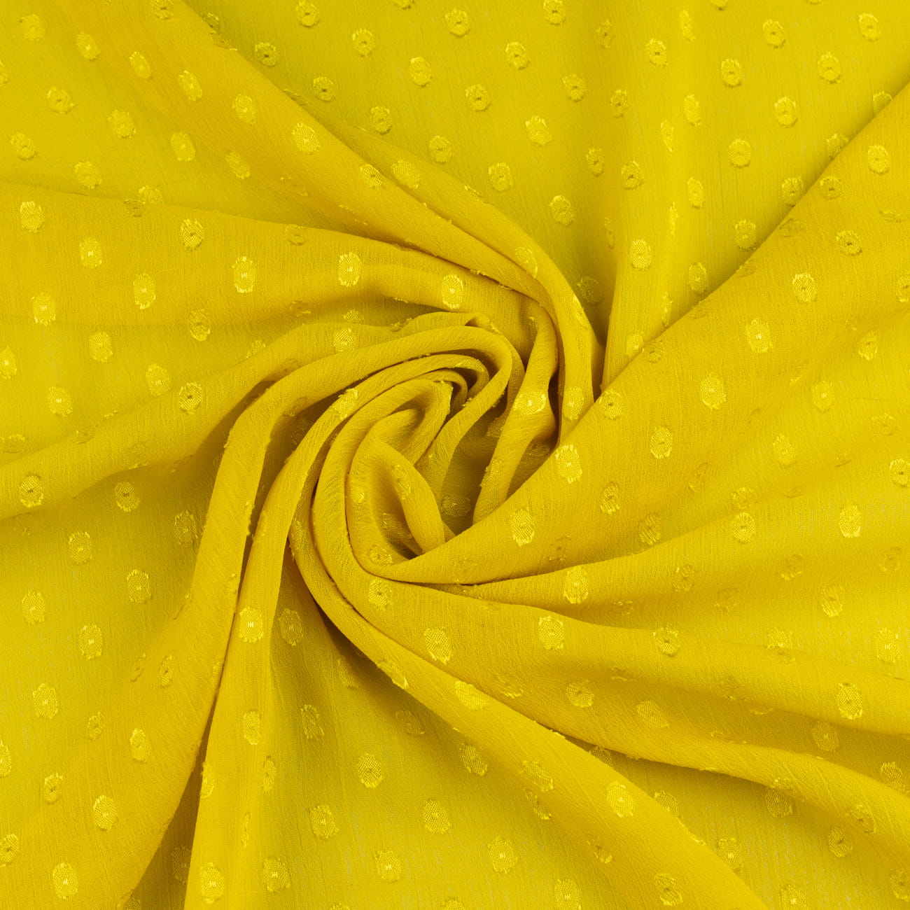 Tkanina Szyfon wzór groszki 3D kolor żółty