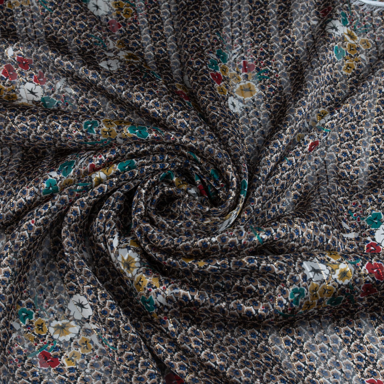 Tkanina Szyfon wzór kwiatki kolor czerwony