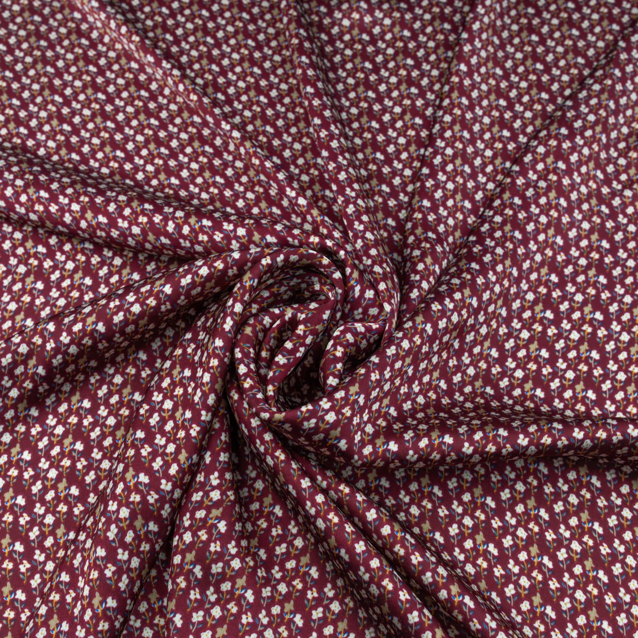 Tkanina Szyfon wzór kwiatki kolor bordowy