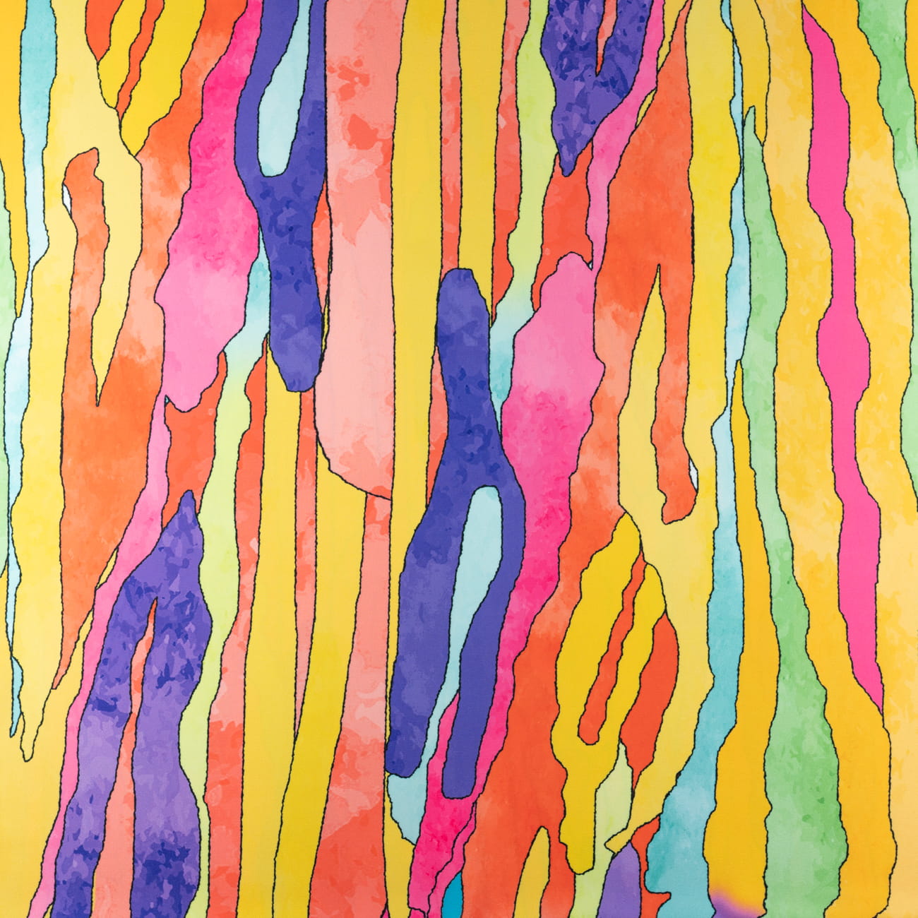 Tkanina wiskoza twill wzór kolorowy mazany kolor pomarańczowy