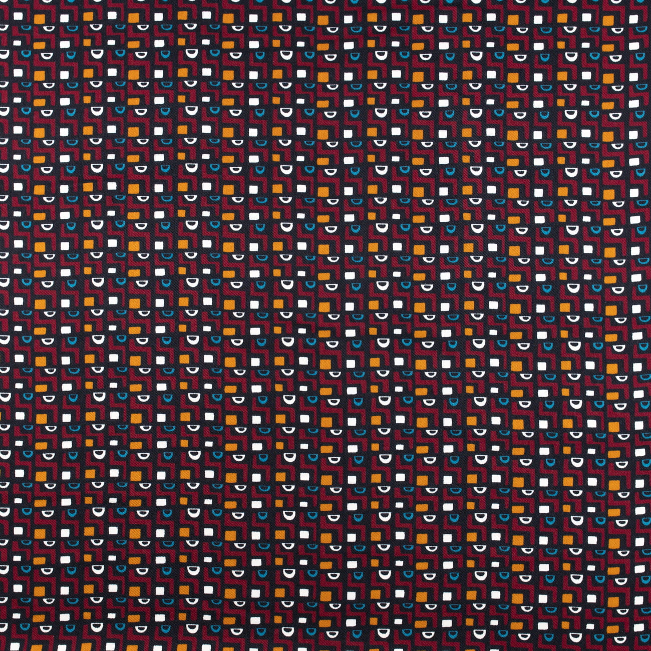 Tkanina wiskoza twill wzór geometryczny kolor bordowy